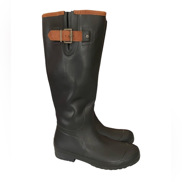 Sperry Top Sider Walker Haze Tall Rubber Rain Riding Boots Black and Brown 8 - Picture 2 of 11